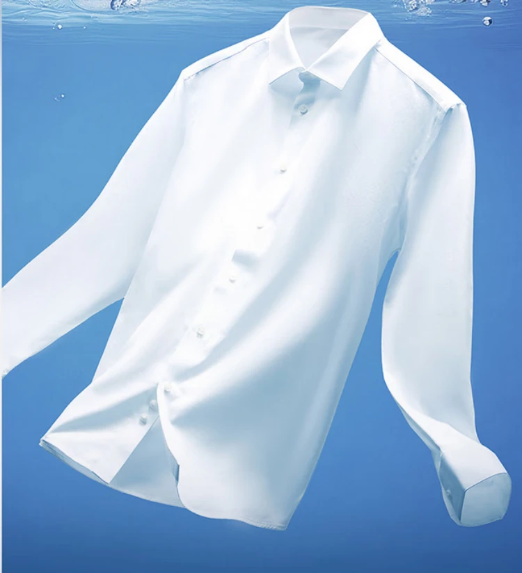 莫代尔！剪标纯白色长袖衬衫免烫抗皱商务正装上班丝滑衬衣