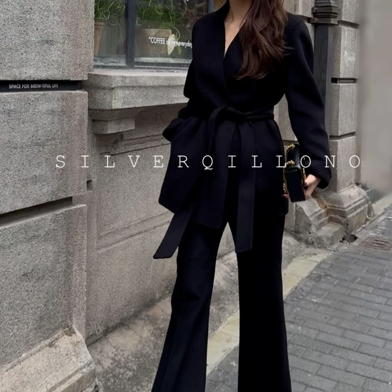 KIKI都市千金韩版秋冬2025冬中长款时尚百搭轻奢气质显瘦双面大衣