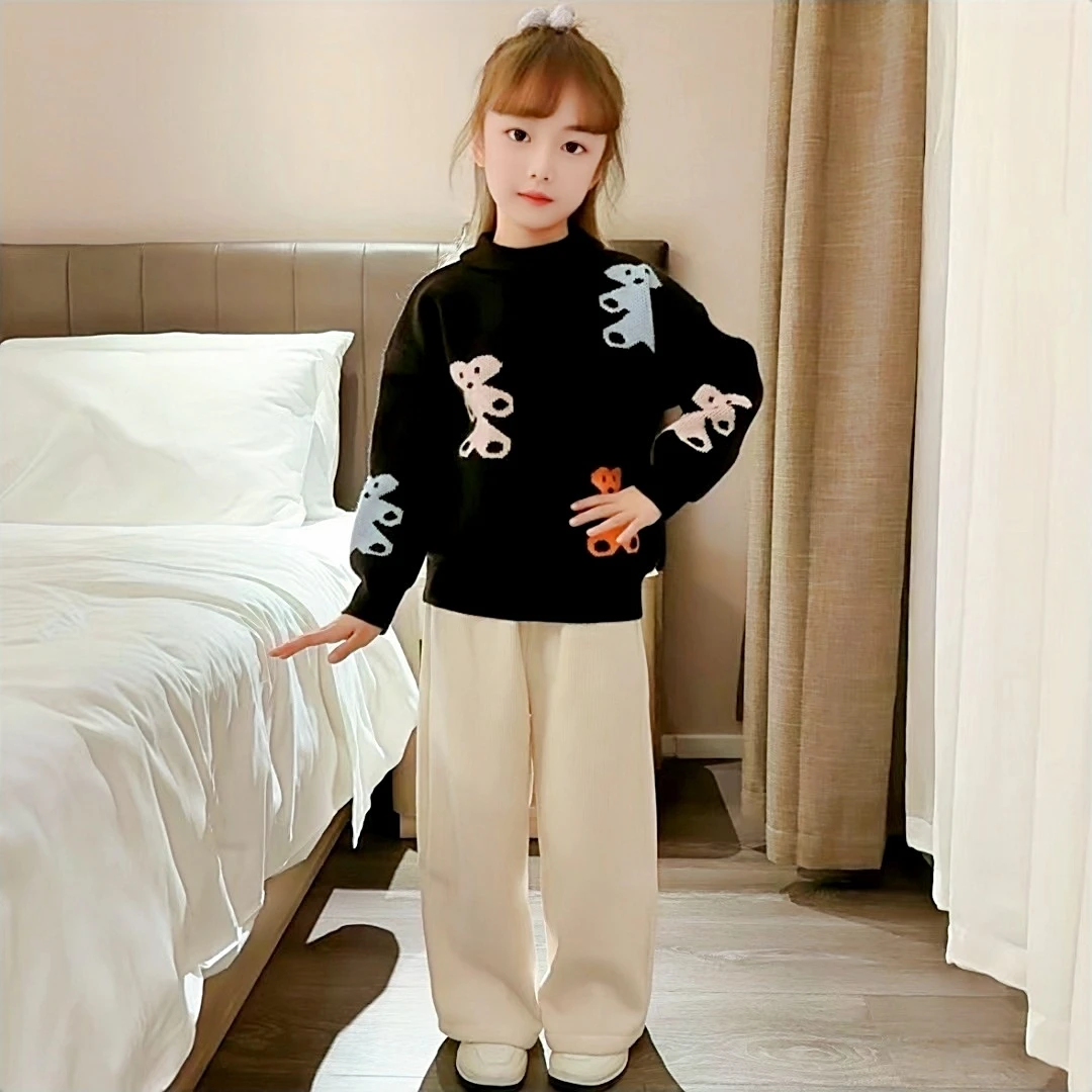 女童加厚毛衣秋季2024新款儿童冬装时髦线衣女大童洋气针织衫冬季