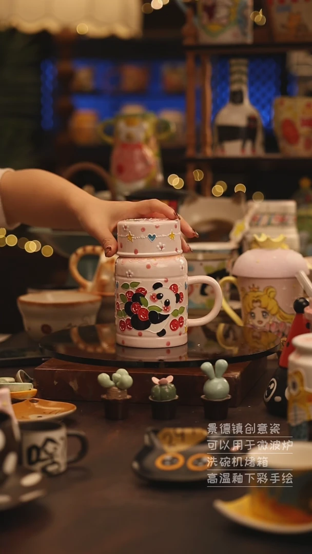陶瓷景德镇可爱陶瓷釉下彩绘设计师款