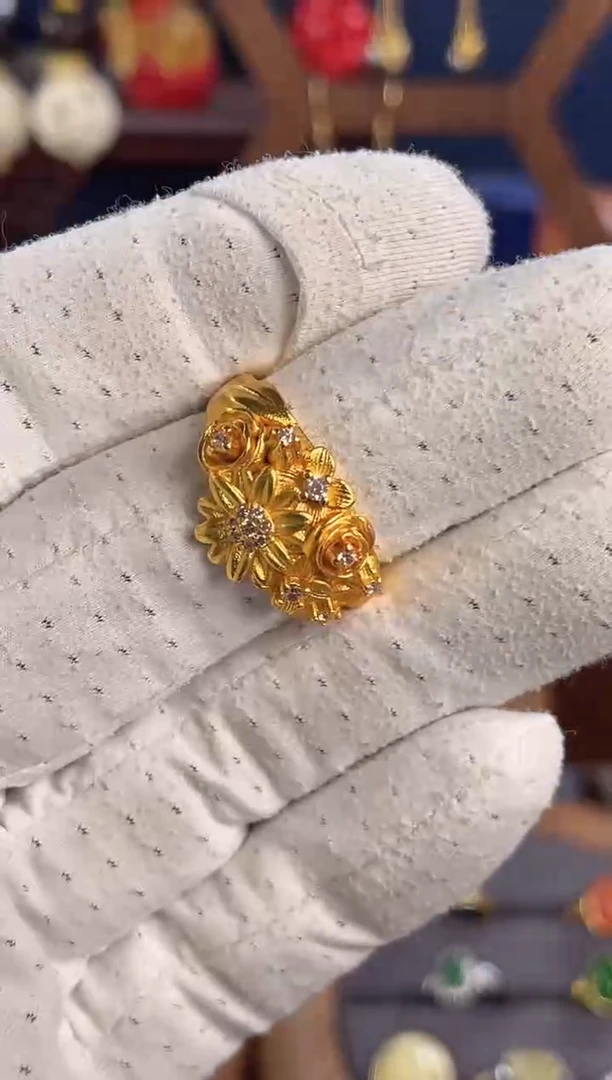 ?***a珐琅花团锦簇开口戒指