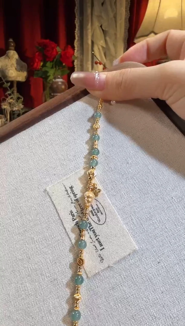 【闪购商品】翡翠手链银S925镶嵌蓝水翡翠葫芦