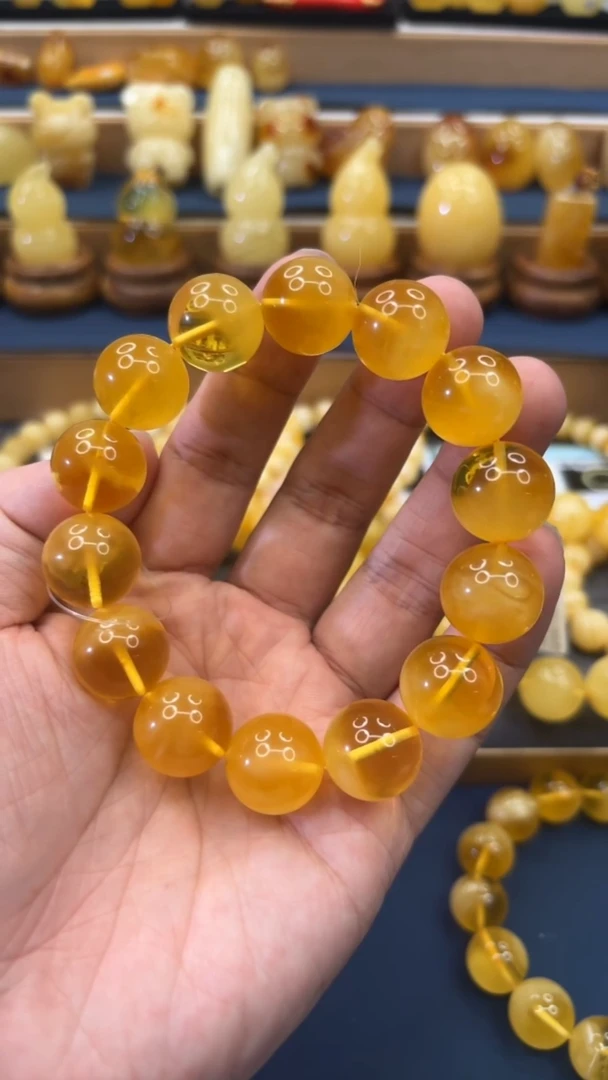 手串蜜蜡未镶嵌p52俄料金白蜜蜡单圈 16mm 33.46克