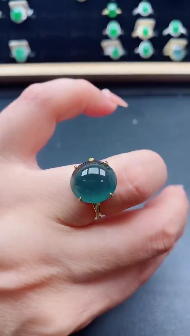 银S925镶嵌戒指翡翠1