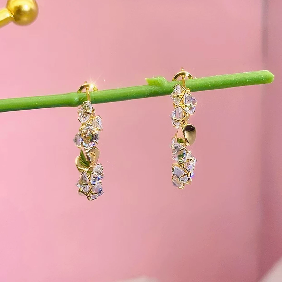 铜合金锆石耳饰 （40号）925银个性满锆耳圈气质女神时尚百搭设计