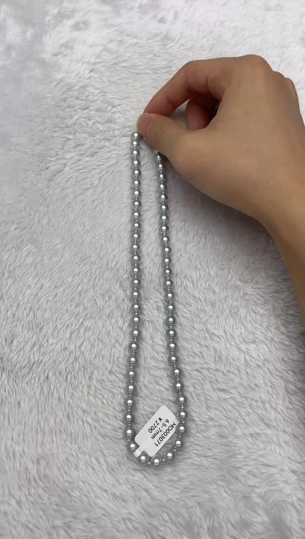 海水珍珠银S925镶嵌项链AK真多麻6.5-7mm