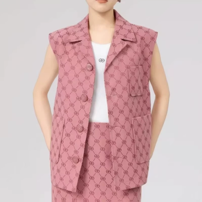 商场同款2025春新款通勤复古气质格纹单排扣轻奢马甲外套140021