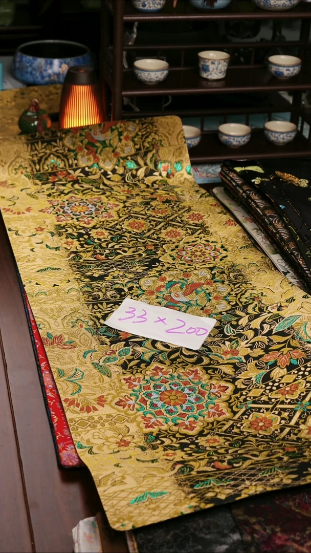 【西阵织璀璨宝相花单面】中国风干泡织锦茶席33*200
