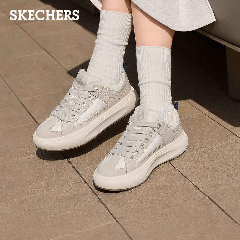 斯凯奇云朵面包鞋2025秋季女子百搭休闲运动鞋厚底增高板鞋177482