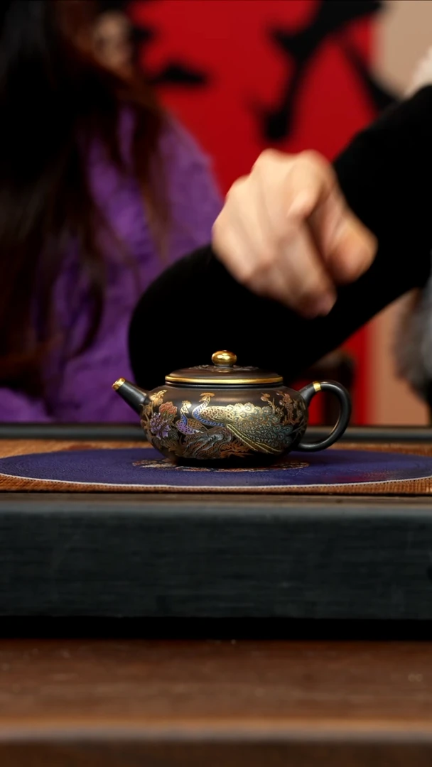 【闪购商品】紫砂茶壶WXJ 墨朱砂 珠圆玉润 150cc