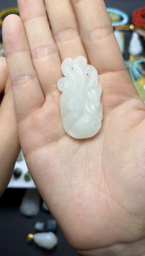 颈饰未镶嵌和田玉九尾狐【定制】06