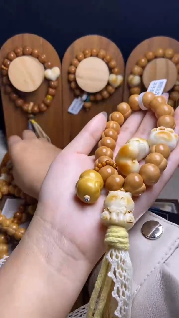 手串猴头核桃曹*全品纯手工爱心橄榄壳吊坠悟小兔三通奶油风