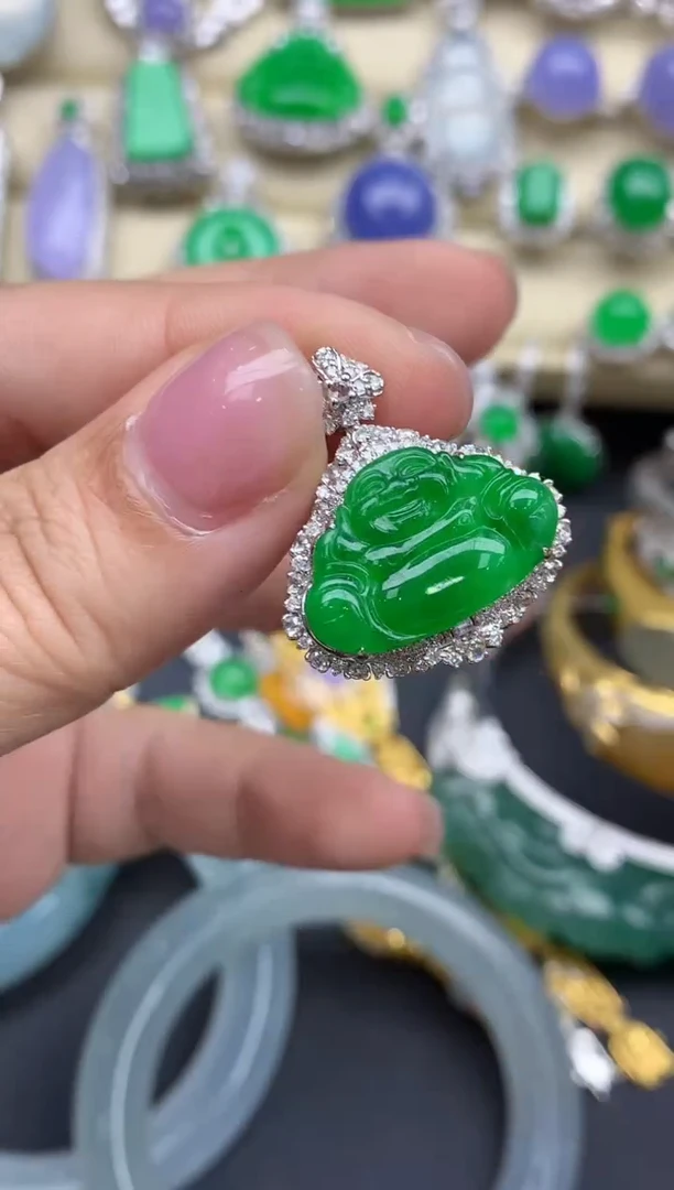 【闪购商品】翡翠吊坠(不含链)18K金镶嵌849-中国好珍宝