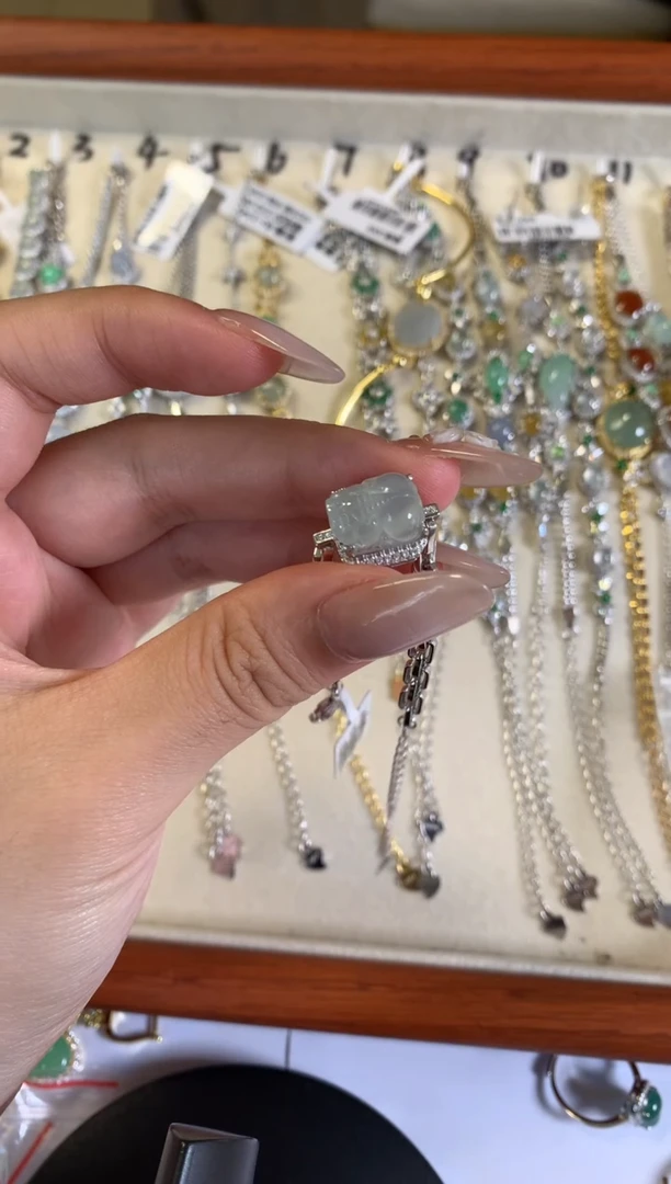 银S925镶嵌戒指翡翠手链12