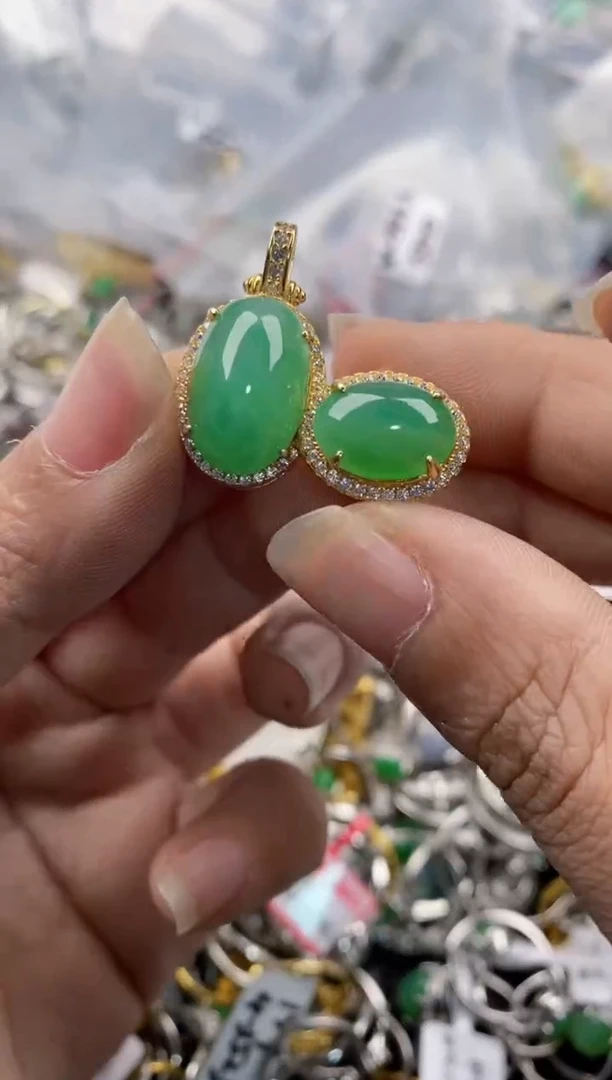 银S925镶嵌戒指翡翠333---1