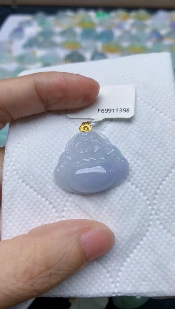 翡翠18K金镶嵌颈饰天然缅甸A货翡翠