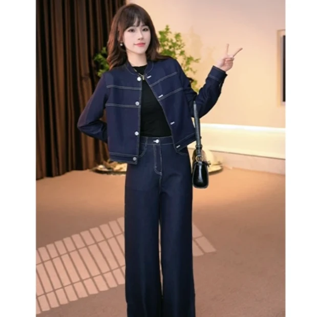 新款套装女 2025早春高定轻奢气质显瘦牛仔套装女