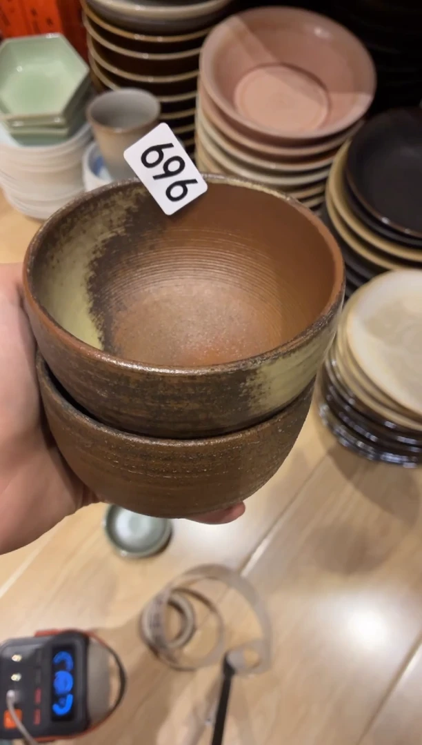 瓷片º**?696微瑕清灰米饭碗2个（1好+1瑕）