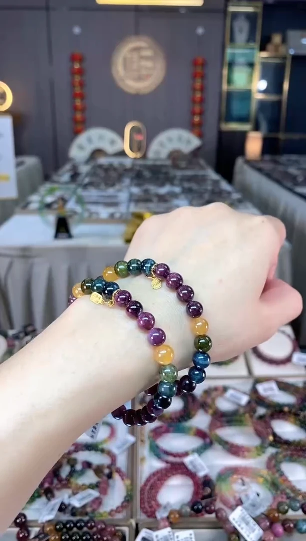 未镶嵌老矿碧玺色标单圈手串7mm+碧玺hon多样性发货一条