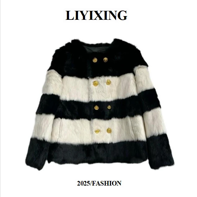 《李易行》3时尚撞色兔毛外套  YLYY-2521