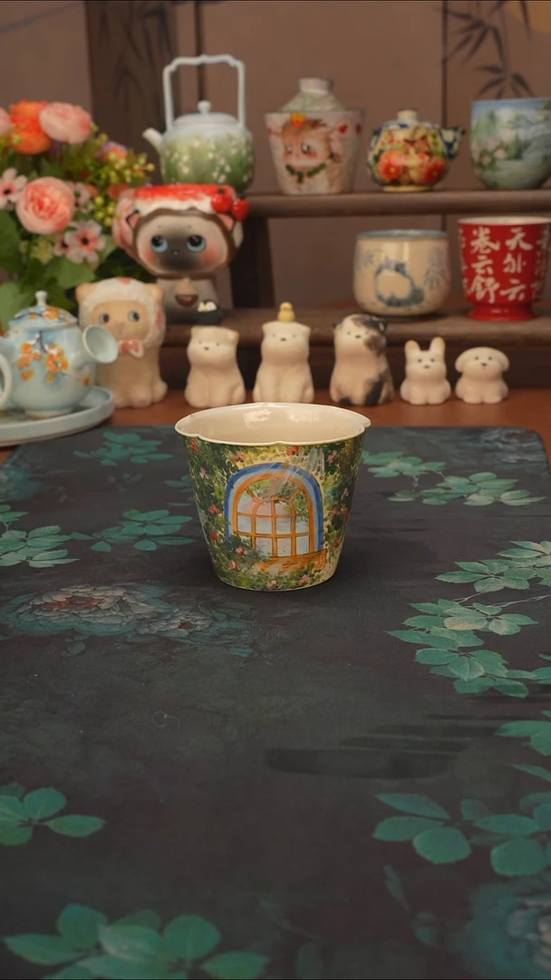 石 一   玫瑰花窗花口手握杯