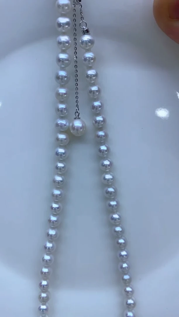 【闪购商品】淡水珍珠项链银S925镶嵌7-8