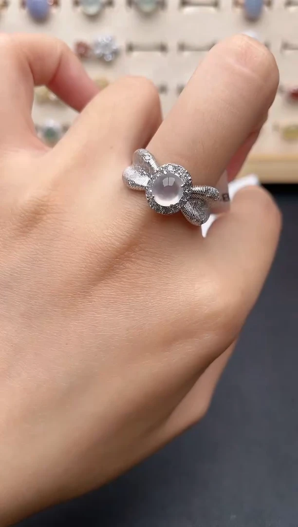 【闪购商品】翡翠戒指银S925镶嵌一物一证一礼盒