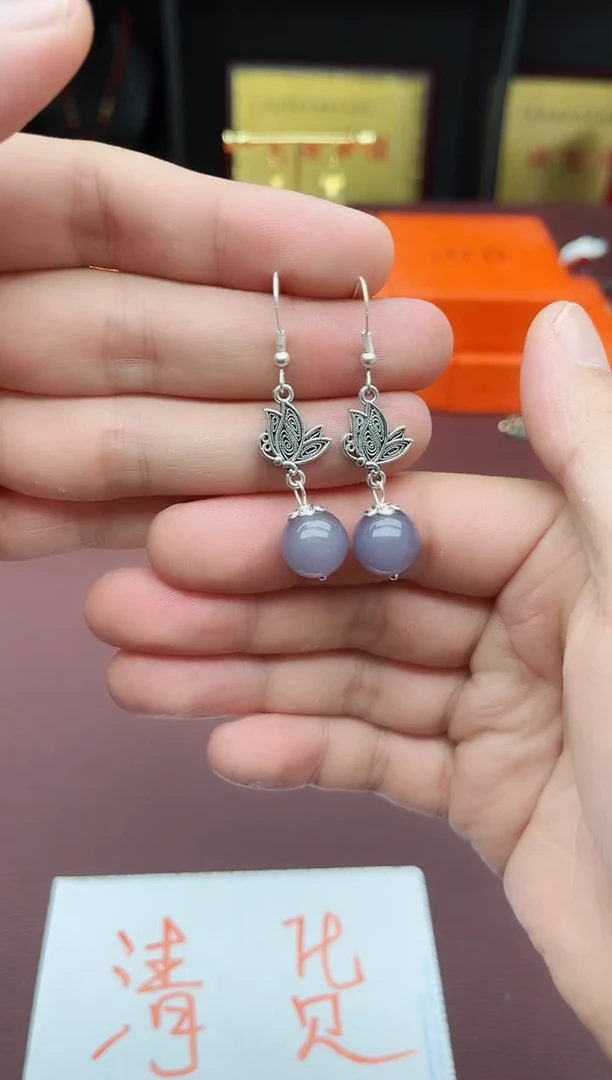 玛瑙/玉髓耳饰银S925镶嵌231000