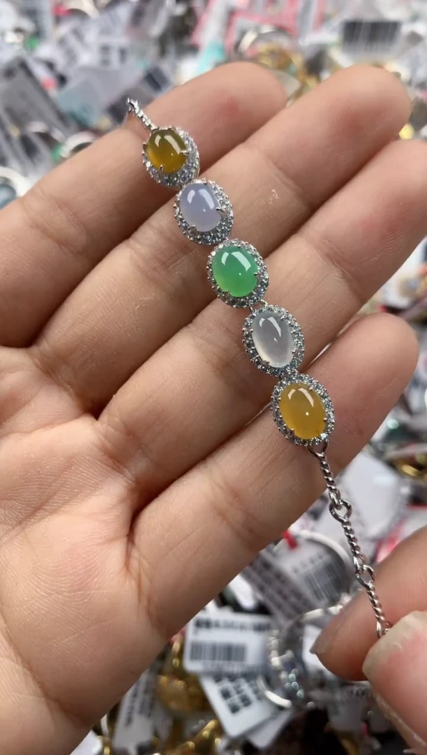 银S925镶嵌戒指翡翠5555----5