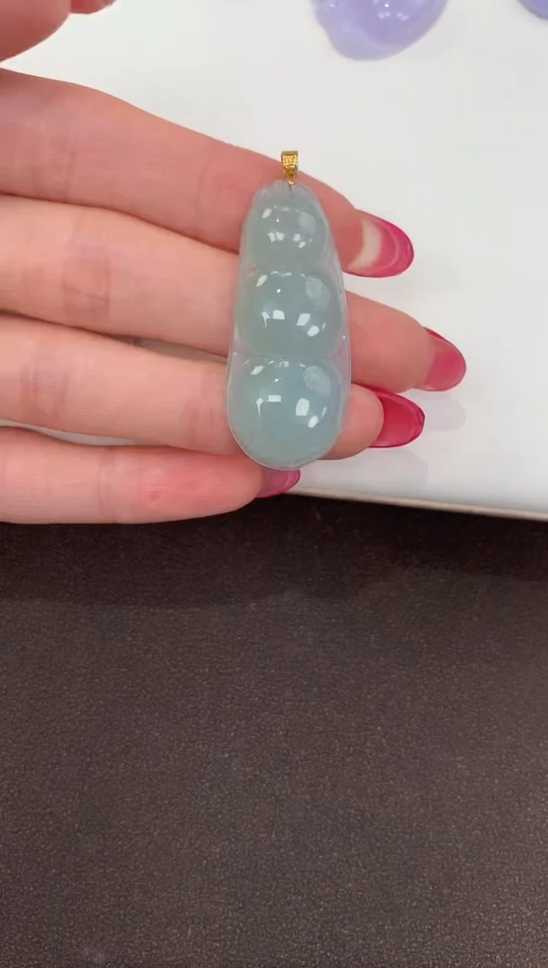 颈饰18K金镶嵌翡翠天然缅甸a货翡翠