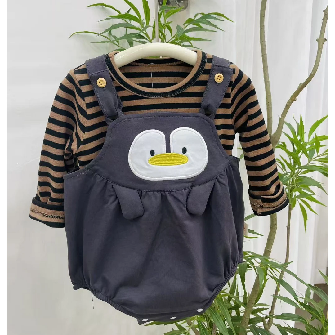 7061---企鹅条纹套装