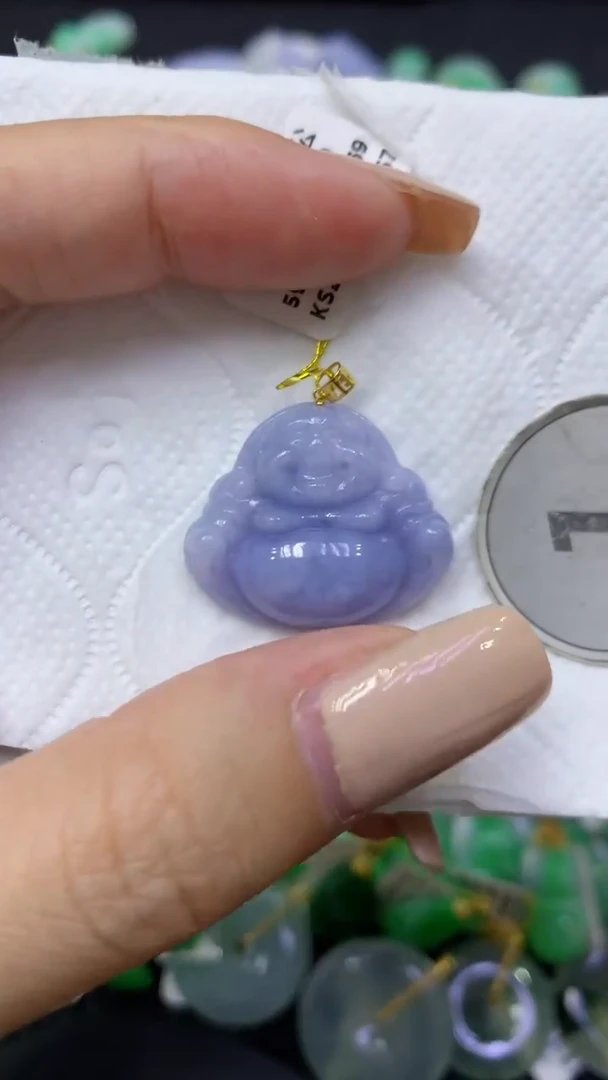 颈饰18K金镶嵌翡翠天然缅甸翡翠A货