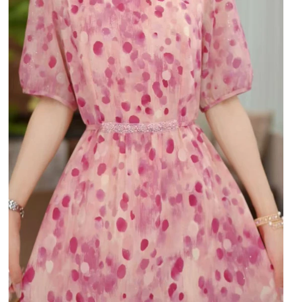 ML-2025夏季新款甜美气质碎花优雅度假裙子