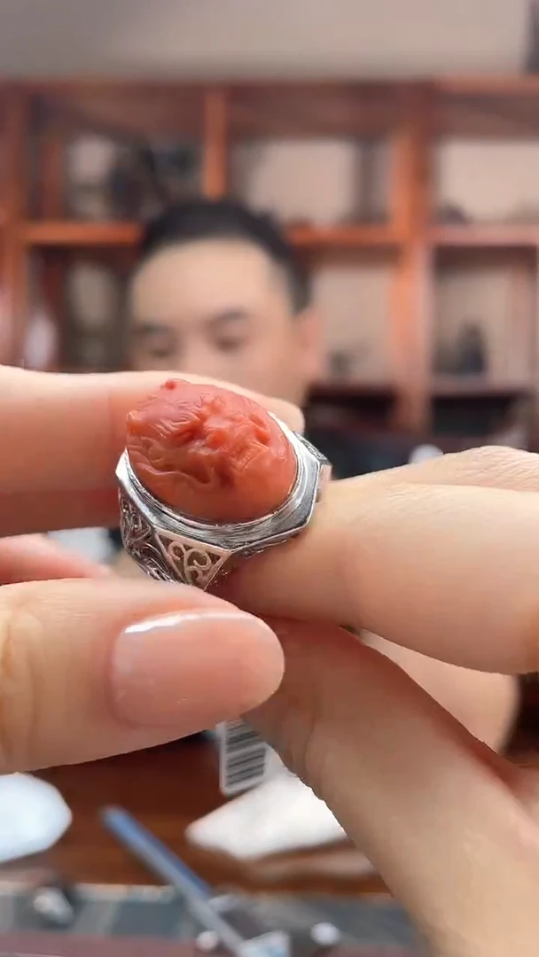 【闪购商品】南红玛瑙戒指银S925镶嵌南红戒指 17672（多样性发一件）