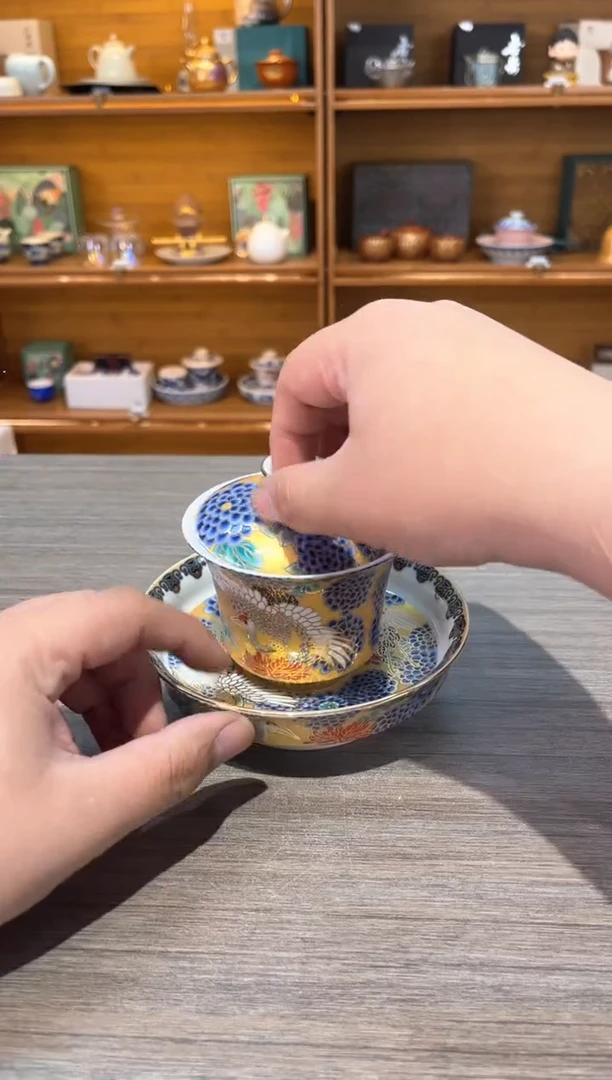【闪购商品】掐丝仙鹤盖碗茶具茶具
