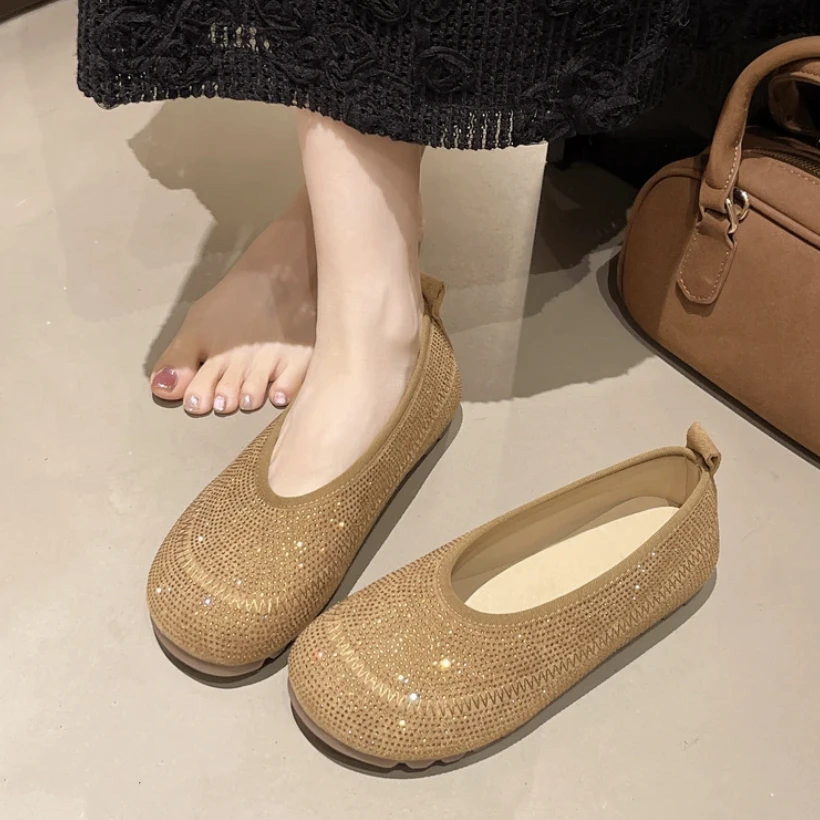 2025夏季新款时尚百搭软底休闲鞋一脚蹬舒适透气老北京布鞋妈妈鞋