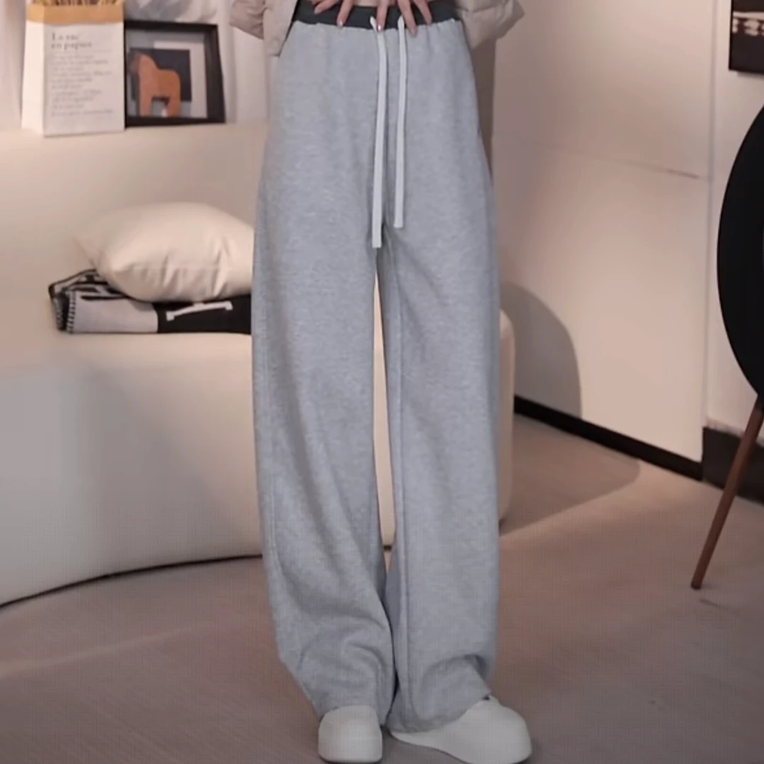 【XX严选服饰】Beaunasloe秋季高级感拼色运动裤抽绳显瘦宽松弯卫裤