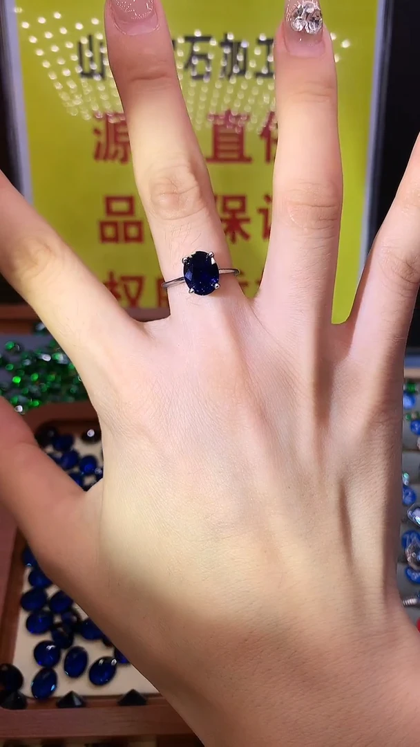蓝宝石戒指银S925镶嵌.......