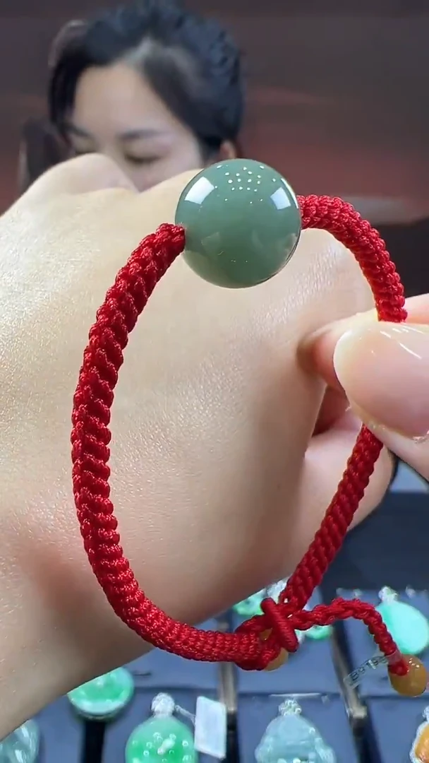 未镶嵌挂件翡翠圆珠手绳