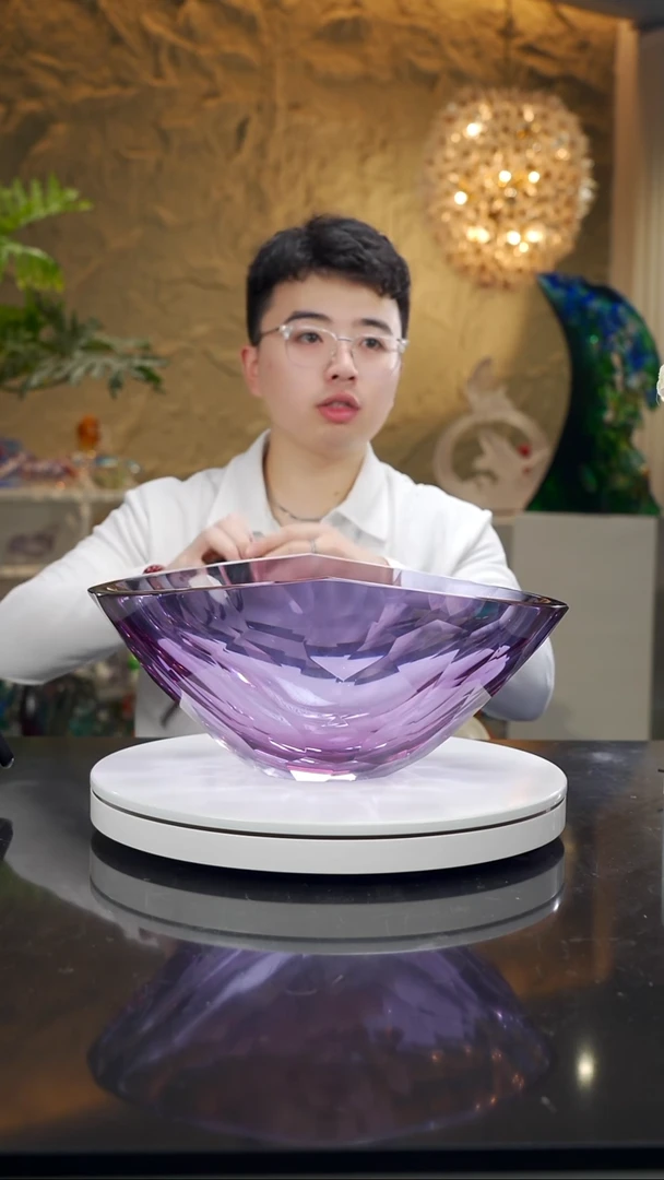 手工艺品琉璃金紫色切面果斗