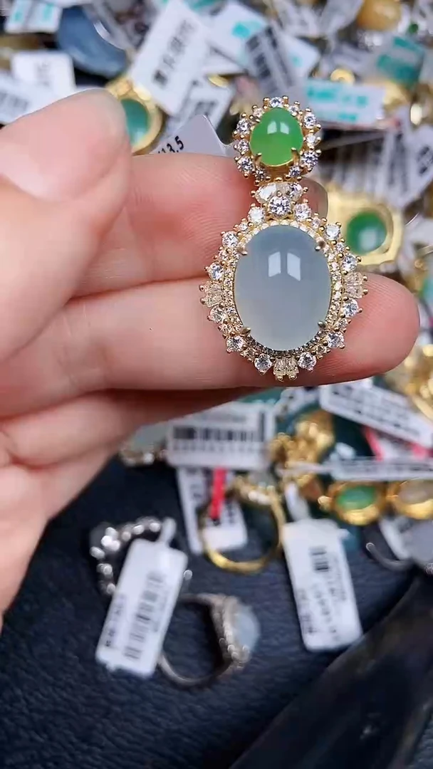 颈饰银S925镶嵌翡翠0982