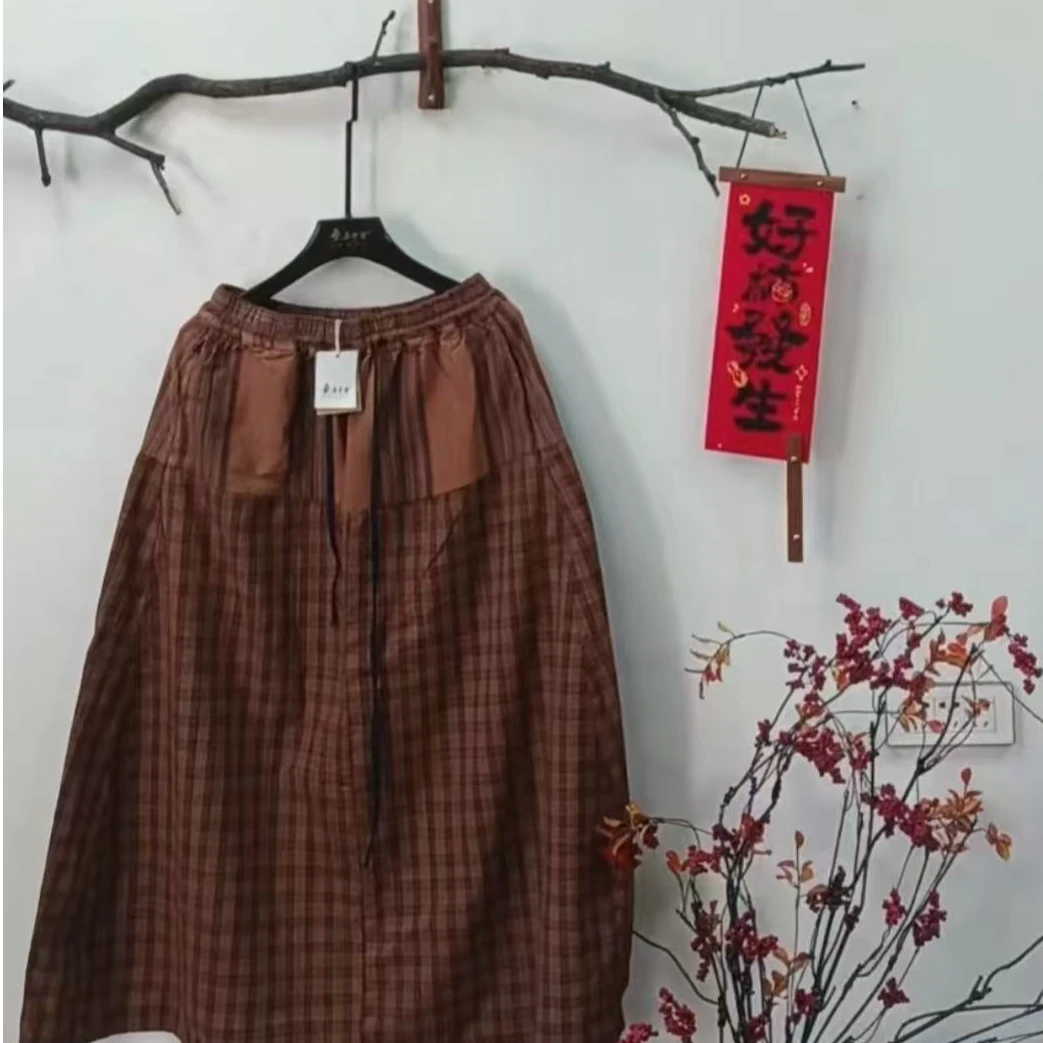 桑在云间 留仙土布褶半裙