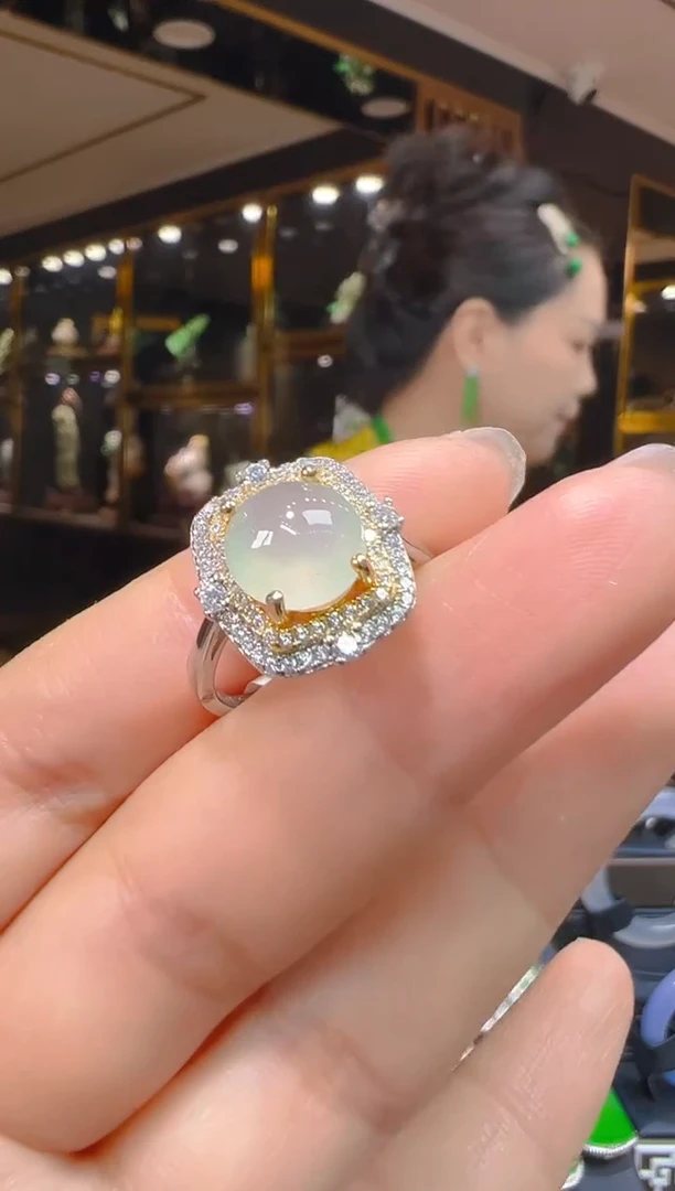 翡翠戒指银S925镶嵌051