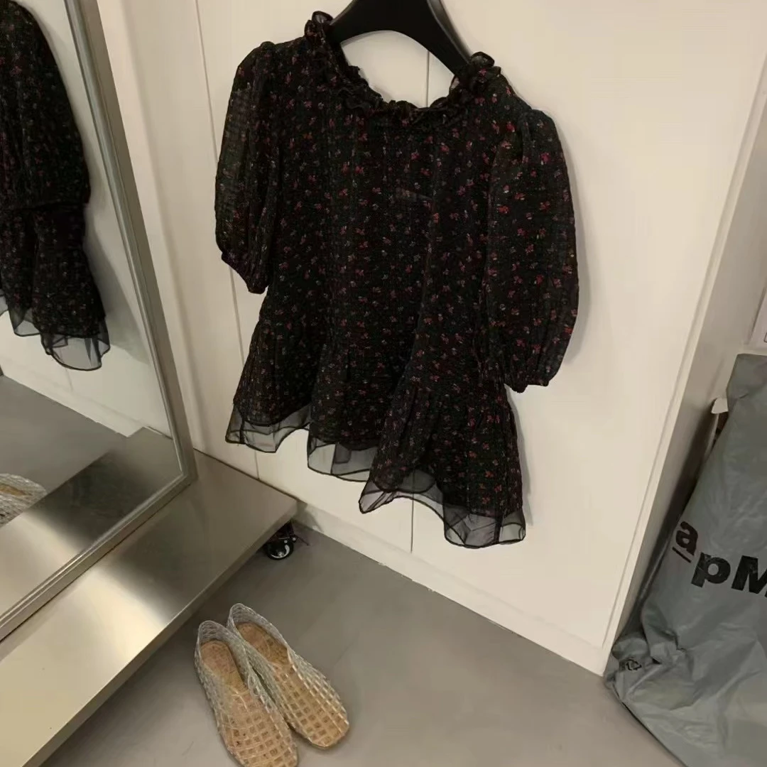 7919莓果酱夏日 吊带碎花娃娃上衣两件套