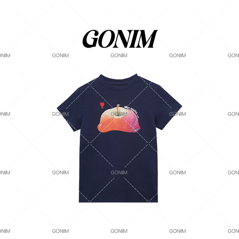 Gonim·“苹果”2025春夏新款正肩修身时尚百搭减龄设计师短袖T恤女