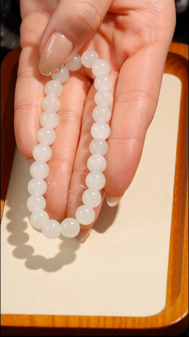 未镶嵌手串和田玉（白玉）和田玉于田白玉手串 约19.07g