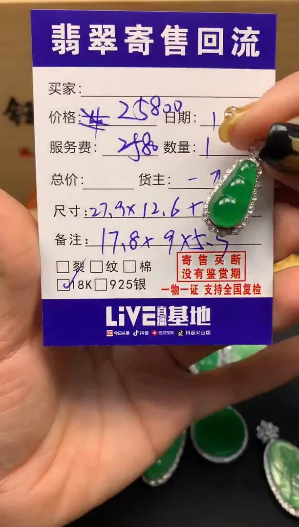 颈饰18K金镶嵌翡翠天然缅甸A货翡翠