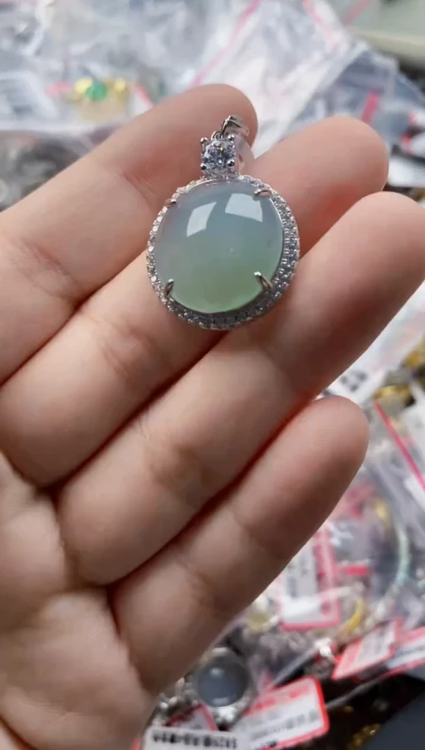 翡翠戒指银S925镶嵌4444---4