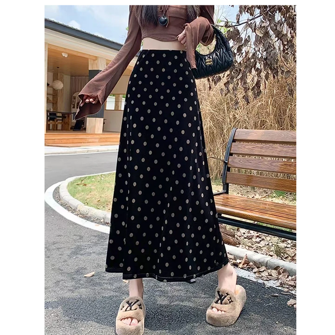 【两个裙长】丝绒半身裙女美式复古2025新款秋季高腰显瘦a字鱼尾裙