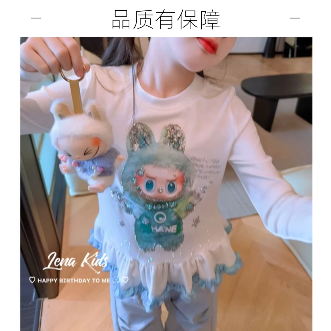 【商场品质】女童秋季新款卡通动漫T恤洋气拉布布无感水印印花潮流